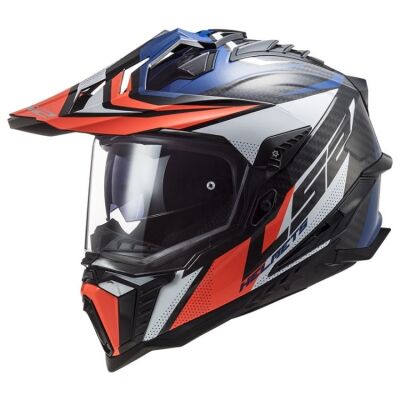 LS2 MX701 EXPLORER CARBON FOCUS adventure helma modrá/bílá/červená vel.L